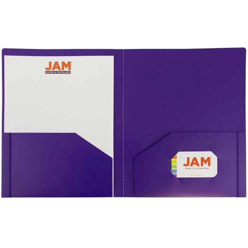 JAM PAPER Heavy Duty Plastic 2 Pocket Extra Tough School Folders - Purple - 3/Pack - color: Purple, size: 3 Per Pack
