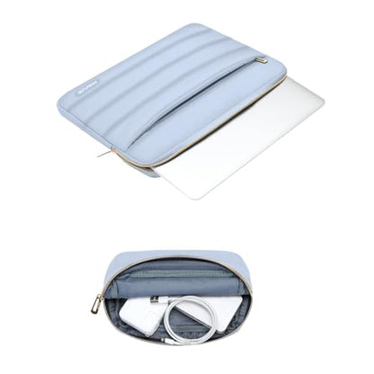 MOSISO Laptop Case 13.3 inch,13-13.3inch Puffy Laptop Sleeve, Baby Blue | Compatible with MacBook Air 13.6 M5 M4 M3 M2 M1/Neo/Pro 13/14,HP Dell ASUS Lenovo,Polyester Horizontal Bag with Small Case - color: Baby Blue, size: 13.3 inch