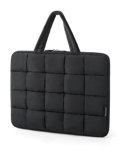 BAGSMART Laptop Case, Puffy Laptop Sleeve with Handle, Compatible with MacBook Air Pro, Laptop Bag for Women - color: Black, size: 13-14 inch
