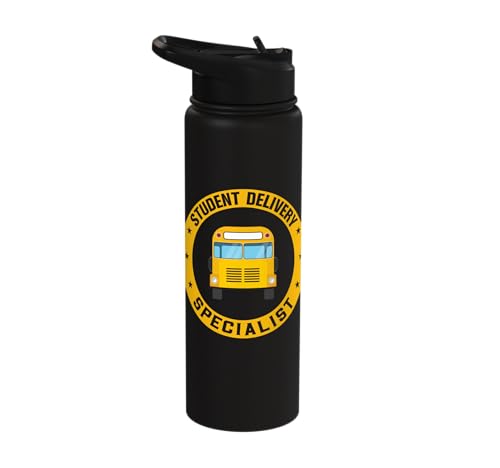Student Delivery Specialist School Bus Driver Stainless Steel Insulated Water Bottle - color: Black