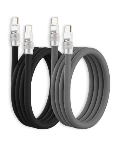chubbycable Couple Chubby 2 Pack 240W USB C Cable Extra Thick Silicone Fast Charging Cable Compatible with iPhone 17-15 Series iPad Galaxy Series, Black+Gray, Type-C to Type-C, 4.9FT - color: Black+Gray, size: 4.9ft (1.5m), style: Type C-Type C