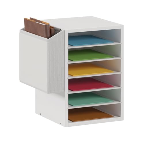 Unionly, 6 Tier Adjustable Countertop Mail Sorter, Mailboxes With Name Slots, Literature Organization Paper Storage Slot, Office Desk File Organizer, Wooden Desktop Mailbox for Classroom, White - color: White, size: Standard 6 Slots