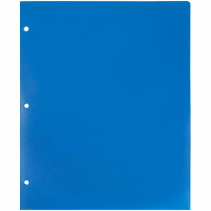 JAM PAPER Heavy Duty Plastic 3 Hole Punch Pocket Folders - Extra Tough School Folders - Blue - 3/Pack - color: Blue, size: 3 Per Pack