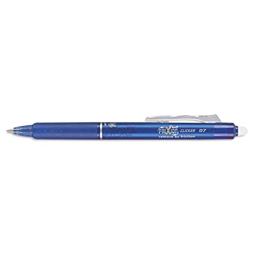 PILOT Pen 31451 FriXion Clicker Erasable, Refillable & Retractable Gel Ink Pens, Fine Point, Blue Ink, 12-Pack