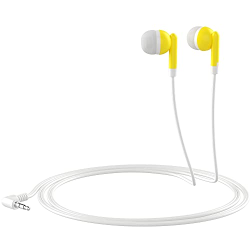Maeline Bulk Earbuds with 3.5 mm Headphone Plug - 10 Pack - Yellow - color: Yellow, size: 10 Pack