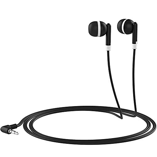 Maeline Bulk Earbuds with 3.5 mm Headphone Plug - 10 Pack Wholesale Bundle - Black - color: Black, size: 10 Pack
