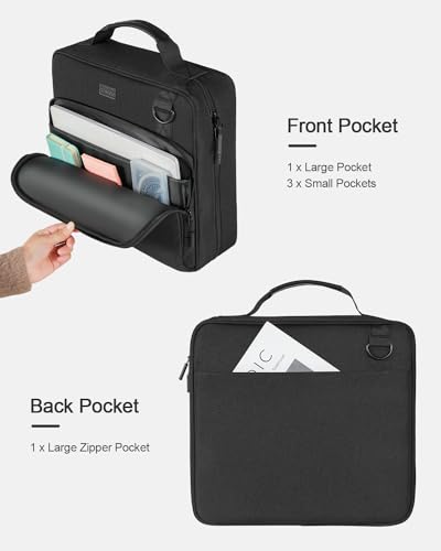3-Inch 3-Ring Zipper Binder with Shoulder Strap and Multiple Pockets | D-Ring Zip Up Binder with 700 Sheets Capacity, Compatible with 13" MacBook/Tablet, for Middle School, Office (Black) - color: Black