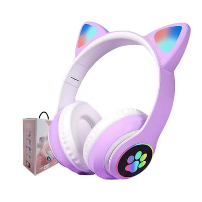 Kids Bluetooth Headphones, Kids Wireless Headphones with Microphone, HiFi Stereo Foldable Lightweight Headset (Lilac) - color: lilac