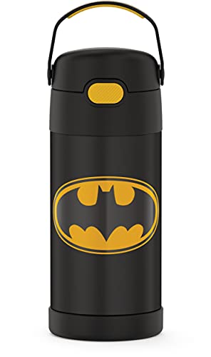 THERMOS FUNTAINER Water Bottle with Straw - 12 Ounce - Kids Stainless Steel Vacuum Insulated Water Bottle with Lid, Batman - color: Batman