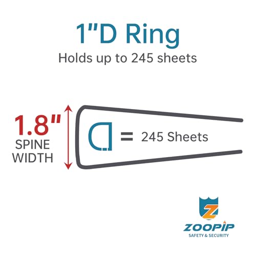 Fireproof 3 Ring Binder with Zipper,1 Inch D Rings Hold up 245 Sheets of 8.5" x 11" (A4),Compatible with Clear Page Protectors, Built-in net and Pen Holder (1 Pcs, Black, 1") - color: Black, size: 1", style: 1 Pcs