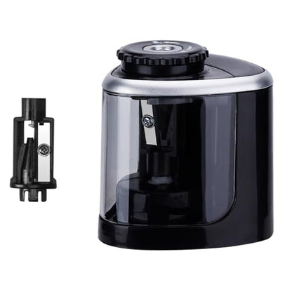 Automatic Pencil Sharpener with Auto Stop & Lead Breakage Protection – Ideal for Offices,Schools,Students,and Illustrators Quiet Operation,No Rough Edges,Black - color: Black