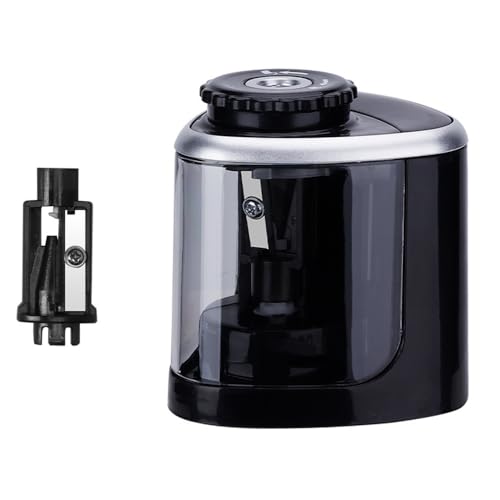Automatic Pencil Sharpener with Auto Stop & Lead Breakage Protection – Ideal for Offices,Schools,Students,and Illustrators Quiet Operation,No Rough Edges,Black - color: Black