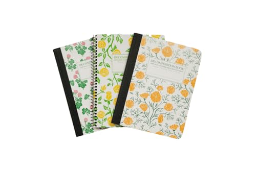 Decomposition 3-Pack Floral College Ruled Notebook - 9.75 x 7.5 Journal, 160 Lined Pages - 100% Recycled Paper - Notebooks for School Supplies, Home & Office - Made in USA - color: 3 Pack - Floral Sunset Palette