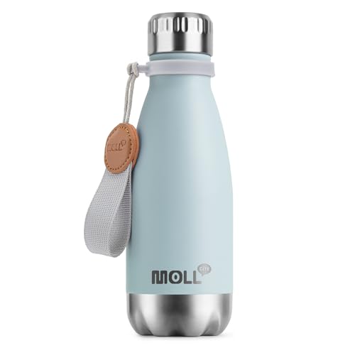 9 oz Water Bottle for Kids-Small Stainless Steel Water Bottle for School Vacuum Insulated Metal Leak Proof Cola Shape Water Flask for Boys Girls(Baby Blue) - color: Baby Blue, size: 9 Ounces