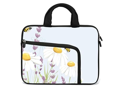 11.6" 12.2 inches Laptop Sleeve Chromebook Case Ultrabook Case Notebook PC Messenger Bag Tablet Neoprene Handle Sleeve for Adult Men Women, Two Pockets (Bee & Flower) - color: Bee & Flower