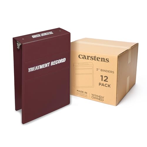 Carstens 3-Inch Heavy Duty Round Ring Binder for Treatment Administration Records – Top Opening, Wine, Case of 12, Durable Plastic, No Pockets, Holds 400 US Letter Sheets, Made in USA, (1788-3RCS) - color: Burgundy, size: 3", Case of 12