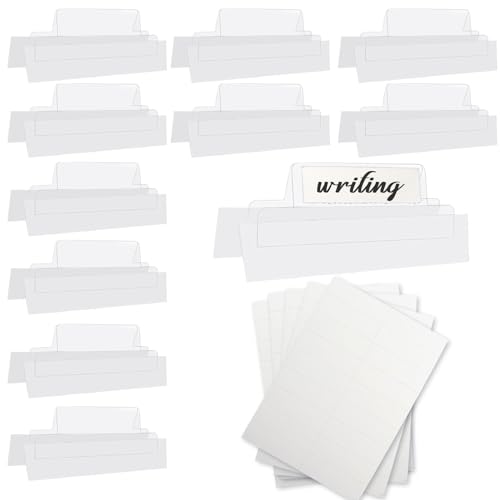 100 Pieces 2 Inch Insertable Self-Adhesive Tabs with Printable Inserts and File Folder Labels - Clear Planner Tabs for Book Pages