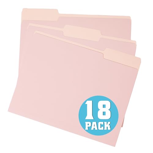 pmybupo Light Pink Two Tone File Folders,18 Pack Colored Manilla Folders 8.5 x 11,Office Organization Home School Folders for Documents Files Paper - color: 7611u