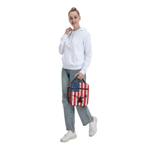 Weightlifting American Flag Lunch Bag 10In | Insulated Lunch Box Reusable Tote Bag For Picnic Office For Women Men - color: Style 2