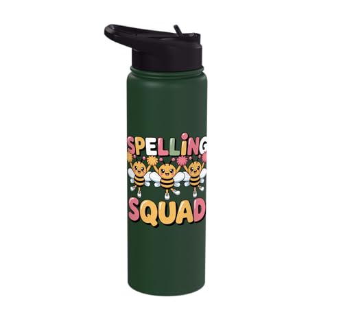Spelling Squad Teacher Student Coach Classroom Stainless Steel Insulated Water Bottle - color: Dark Green