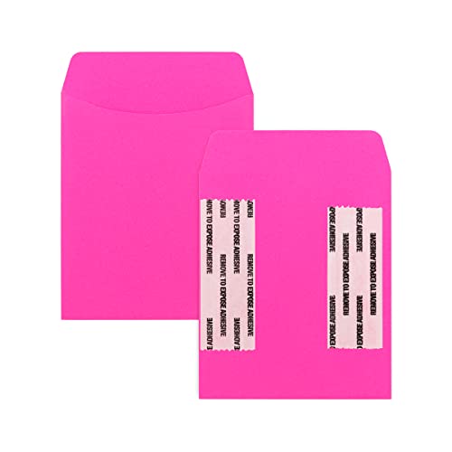 Hygloss 30 Pcs Library Card Pockets 3.5x5 Inch - Self-Adhesive Pocket Envelopes - Fuchsia Classroom Envelope Pockets - Ideal for Organizing - Colorful Small Library Book Pocket - color: Fuchsia, style: 30 Pockets