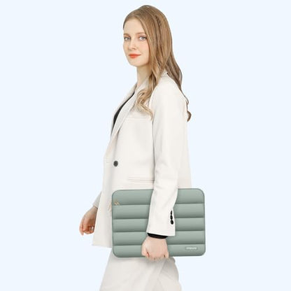 MOSISO Laptop Case 16 inch, 15-15.6 inch Puffy Laptop Sleeve, Antique Green | Compatible with MacBook Pro 16 M5 M4 M3 M2 M1, HP Dell ASUS Acer Toshiba Lenovo, Polyester Horizontal Bag with Small Case - color: Antique Green, size: 16 inch