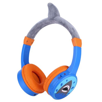 Kids Bluetooth Headphones Toddler Wireless/Wired Headphone with MIC Bluetooth 5.3 Stereo Sound Sharing Function Adjustable 85dB Safe Volume Limited SD Card Slot Kid Headset for Home School - style: Shark