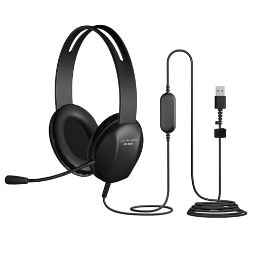 Cyber Acoustics AC-4006 USB-A Stereo Headset with Microphone for PC, School & Work – Durable Wired Computer Headset with Clear Audio, Made with 60% Recycled Plastic - size: 1 Unit - USBA