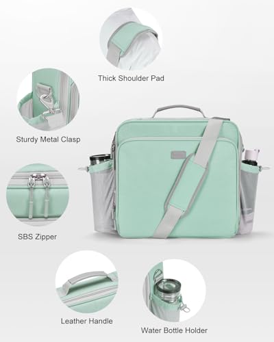 3 Inch 3-Ring Zipper Binder with Water Bottle Holder and Handle | D-Ring Zip Up Binder with Shoulder Strap, 700 Sheet Capacity, Compatible with 13" MacBook/Tablet, for School, Office, Green - color: Green