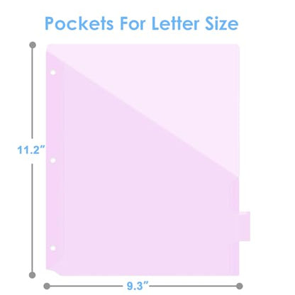 8 Count Binder Dividers with Two Pockets, 8 Tabs Binder Dividers for 3 Ring Binder Letter Size, Durable Plastic Binder Divider with Tabs, Insertable Big Tabs, 1 Set, Pastel - size: 1 Set