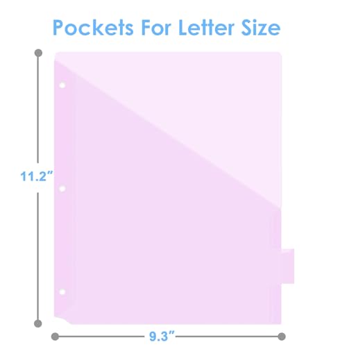 Binder Dividers with Two Pockets, 8 Tabs Binder Dividers for 3 Ring Binder Letter Size, Durable Plastic Binder Divider with Tabs, Insertable Big Tabs, Pastel (4 Sets) - size: 4 Sets
