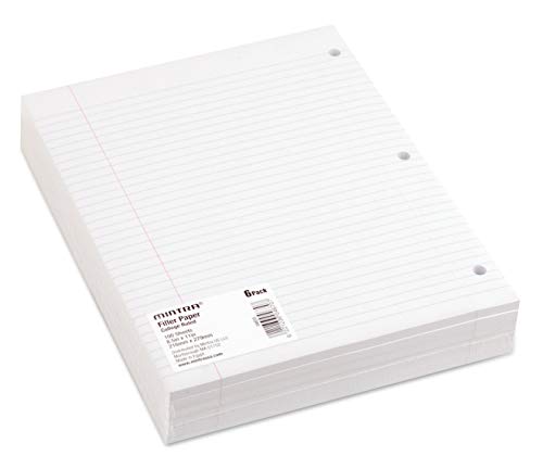 Mintra Office Filler Paper (College Ruled, 600 Sheets (6pks of 100)) - for 3-Ring Binder, Notepaper, Loose leaf filler paper, punched, bulk pack - color: College Ruled, size: 600 Sheets (6pks of 100)