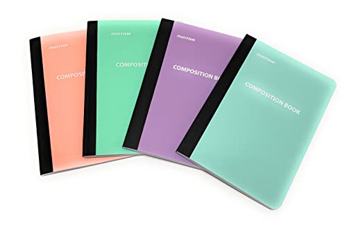 Mintra Office Poly Composition Book (5in x 7in, Pastel) - 4 Pack, 4 Colors, 80 Sheets, Narrow Ruled, Small Flexible Pocket Notebook for Writing, Notes, Journal - color: Pastel, size: 5in x 7in (1 Pack)