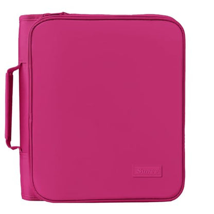 SUNEE Zippered Binder Bag with Handle, 2-Inch 3-Ring O-Ring, 500-Sheet Capacity, Includes Zip Pocket, 5-Tab Expanding File Folder, Multi-Pocket Organizer Binder for Middle School, Berry Pink - color: Berry Pink