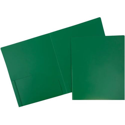 JAM PAPER Heavy Duty Plastic 2 Pocket Extra Tough School Folders - Green - 3/Pack - color: Green, size: 3 Per Pack
