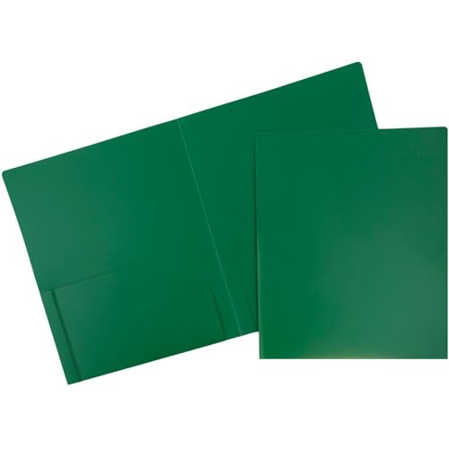 JAM PAPER Heavy Duty Plastic 2 Pocket Extra Tough School Folders - Green - 3/Pack - color: Green, size: 3 Per Pack