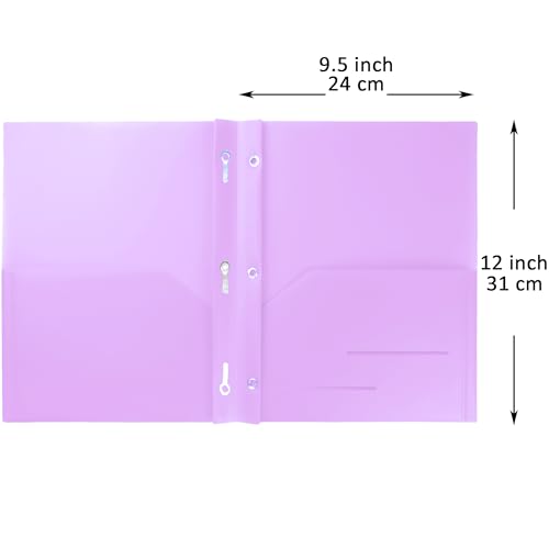 Youngever 6 Pack Heavy Duty Plastic Two Pocket Folders with 3 Prongs, Metal Prongs Fastener, Heavy Duty Plastic 2 Pocket Folder (Mauve) - color: Mauve