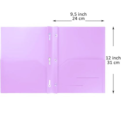 Youngever 6 Pack Heavy Duty Plastic Two Pocket Folders with 3 Prongs, Metal Prongs Fastener, Heavy Duty Plastic 2 Pocket Folder (Mauve) - color: Mauve
