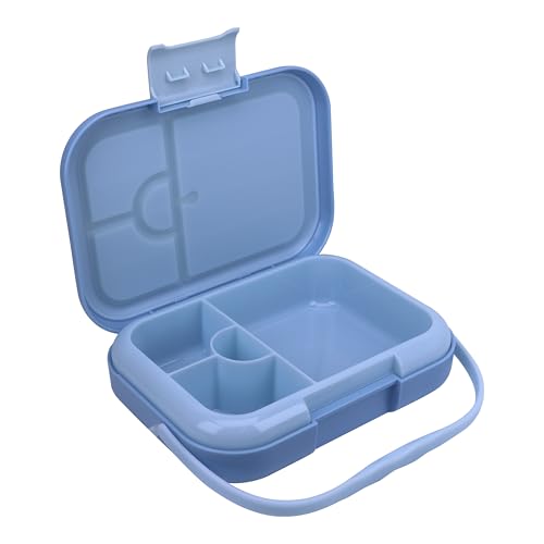Bento Midi Lunch Box with carrying handle – 4 No-Mix Compartments | Microwave & Dishwasher Safe,Removable Tray | 900ML OZ (Blue Dark Ice) - color: Blue Dark Ice