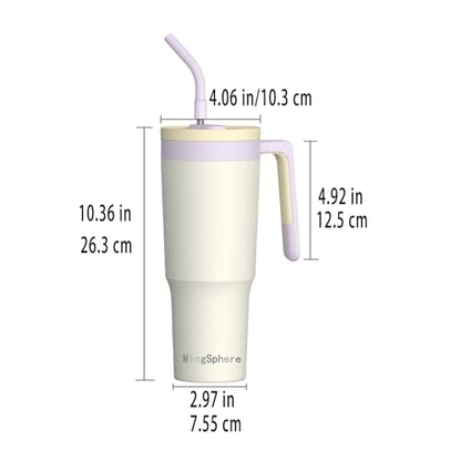40 Oz Insulated Water Bottle with Straw & Handle, White | Leak-Proof, Keeps Cold 18H / Hot 12H, Removable Straw Cap for Easy Cleaning, Built-In Fruit Infuser for Tea & Fruit Drinks - color: White