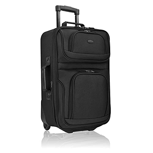 U.S. Traveler Rio Lightweight Softside Rolling Carry-on Suitcase, 2-Wheel Single, Black - color: Black, size: 21"