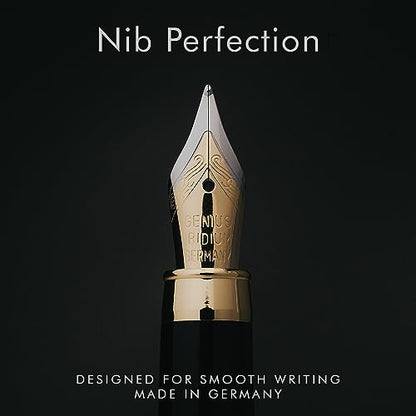 Wordsworth & Black Fountain Pen Set, Luxury Bamboo Wood - Medium Nib, Gift Case; Includes 6 Ink Cartridges, Ink Refill Converter -Journaling, Calligraphy; Drawing, Smooth Writing [Maple Wood] | Maple Wood, Gift for Men Women, German Iridium 18K Gilded, Ca