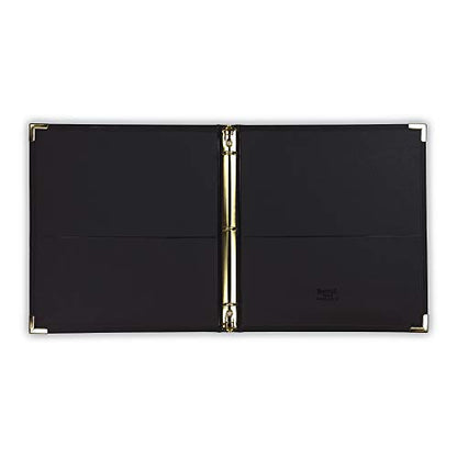 Samsill Classic Collection Leather 3 Ring Binder, Executive Presentation Portfolio, 0.5 Inch (Holds 100 Sheets), Brass Round Ring, Black - color: Black, size: 0.5 Inch, style: Classic