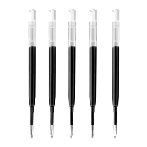 DunBong G2 Gel Ink Pen Refills, for Retractable Gel Pens, Gel Ink Rollerball Pens, 0.5mm Fine Point, Pack of 5 (Black) - color: Black