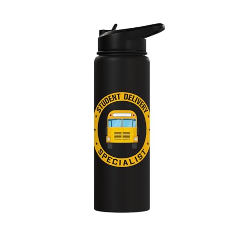 Student Delivery Specialist School Bus Driver Stainless Steel Insulated Water Bottle - color: Black