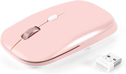 PINKCAT Wireless Flat Mouse, 2.4G Optical Mouse for Laptop, PC, Chromebook, Notebook, Especially Designed for Computer Bags (Pink) - color: Pink