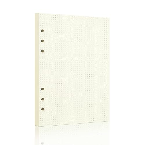 A5 Dot Grid Paper, 100GSM A5 Dotted Refill Paper for 6 Ring Refillable Binder/Planner/Diary Journals/Painting -Dotted Pages,80 Sheets/160 Pages (Beige-Dot Grid-A5) - size: Beige-Dot Grid-A5