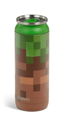 Igloo MineCraft Grass Block 16 oz Stainless Steel Hydration Can, Insulated Water Bottle, Reusable Travel Mug - color: 16 Oz Grass Block