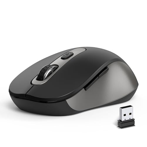 Wireless Mouse for Laptop, PC, Chromebook, Mac, MacBook, Silent Wireless Mouse with USB Nano Receiver, Side Button, 2400 DPI, Anti Slip Roller, 6 Button Ergonomics Cordless Computer Mice - Black Gray - color: AT258-Grey & Black