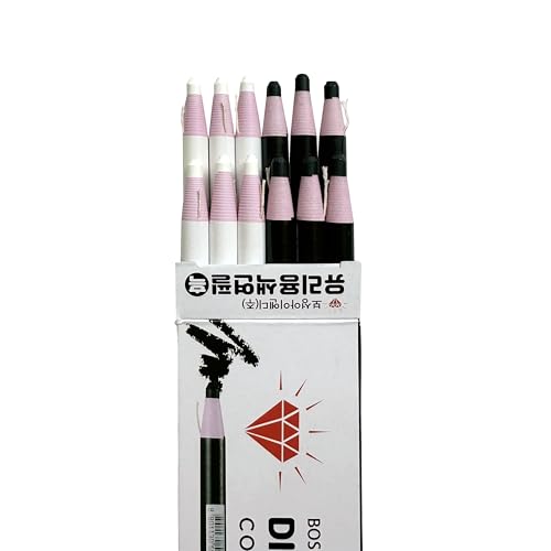 Dermatograph Grease Pencils Set of 12, China Markers, Black & White | Provides Contrast Marking on Light and Dark Surfaces Including Glass, Metal, Wood, Plastic and Fabric Applications - color: Black & White